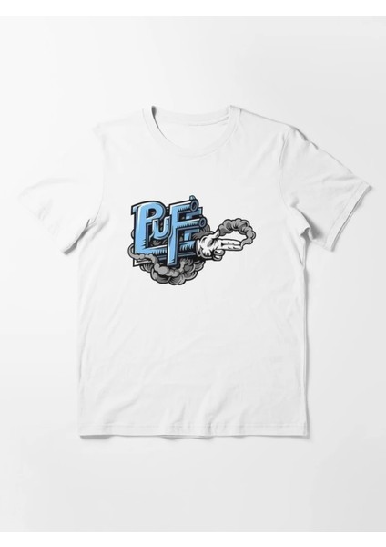 Puf Ateş Baskılı Bisiklet Yaka T-Shirt