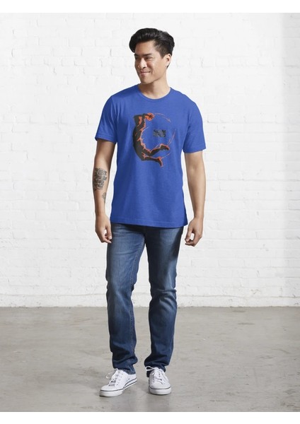 Slam Baskılı Bisiklet Yaka T-Shirt