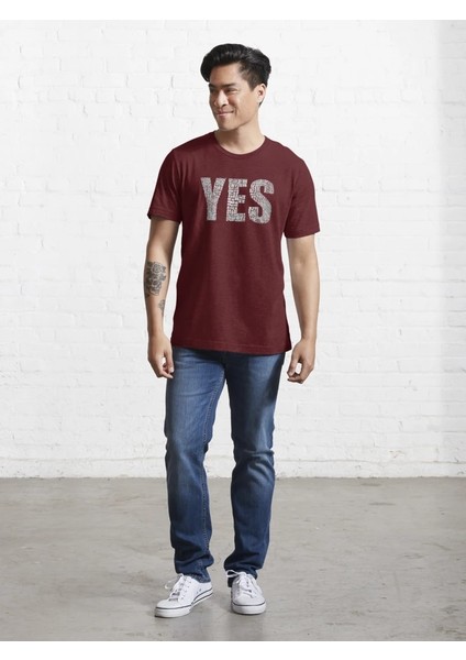Yes Baskılı Bisiklet Yaka T-Shirt