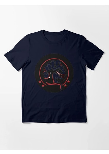 Yumruk Yıldız Baskılı Bisiklet Yaka T-Shirt fiyatları