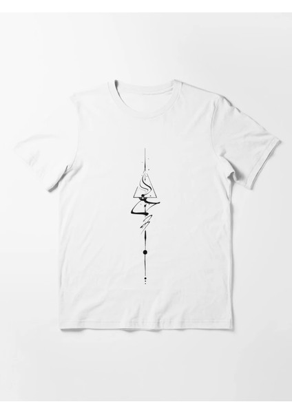 Yukarı Ok Baskılı Bisiklet Yaka T-Shirt