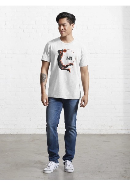 Slam Baskılı Bisiklet Yaka T-Shirt