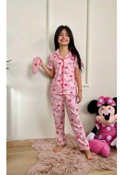 Kız Çocuk Barbie Kısa Kollu Pijama Takımı