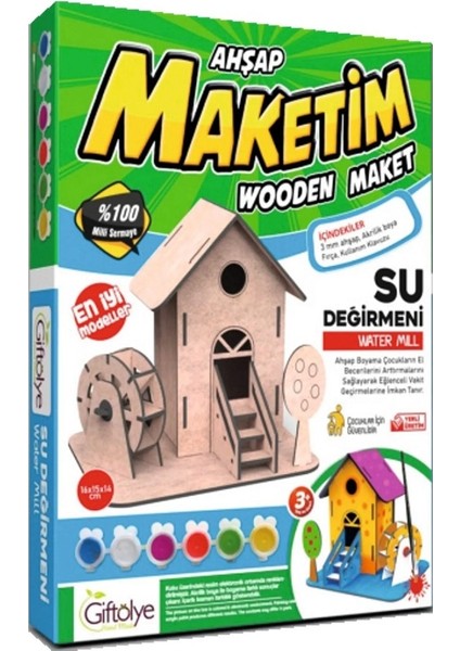Maket Boyanabilir Su Değirmeni 3 Renk Boya Eğitici Oyuncak Ahşap Boyama Seti Ahşap Su Değirmeni fiyatları