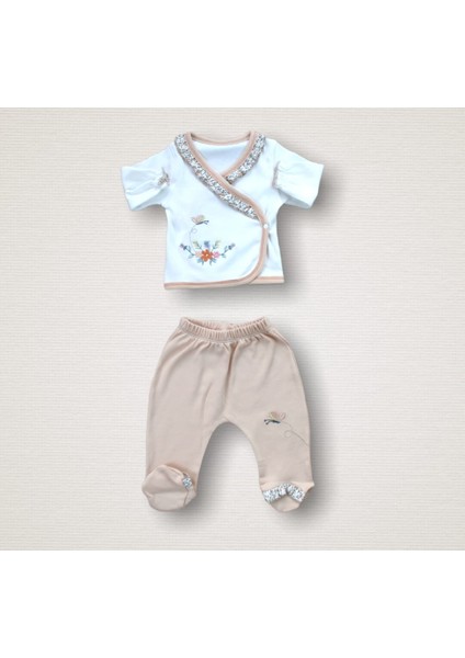 Erguvan Taç Nakışlı %100 Cotton Antib.akteriyel Kız Bebek 10LU Zıbın Takımı Hastane Çıkışı