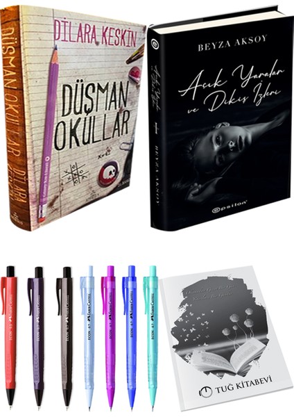 Düşman Okullar 1 Ciltli Dilara Keskin ve Epsilon Yayınevi Açık Yaralar ve Dikiş Izleri Ciltli Beyza Aksoy 2li Set