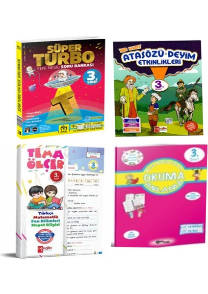 3. Sınıf Süper Turbo Soru Bankası + Atasözü-Deyim Etkinlikleri + Yaprak Test ve Okuma Anlama