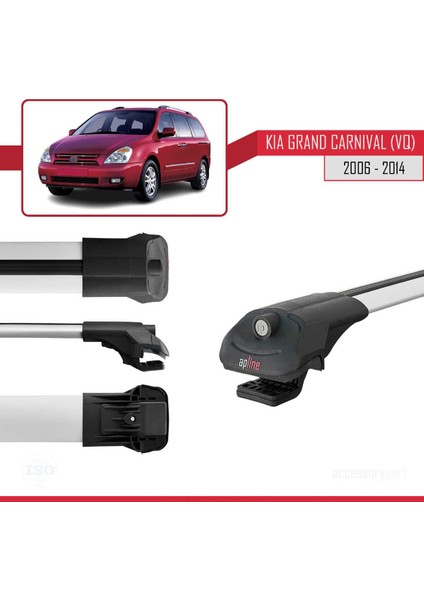 Kia Grand Carnival (Vq) 2006-2014 Arası ile Uyumlu Ace-1 Ara Atkı Tavan Barı Gri