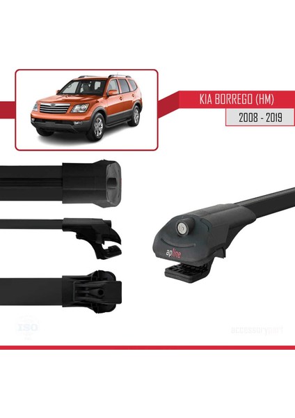 Kia Borrego (Hm) 2008-2019 Arası ile Uyumlu Ace-1 Ara Atkı Tavan Barı Siyah modelleri