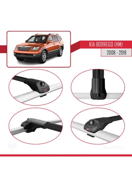 Kia Borrego (Hm) 2008-2019 Arası ile Uyumlu Ace-1 Ara Atkı Tavan Barı Siyah fırsatları