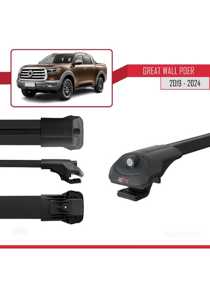 Great Wall Poer 2019 ve Sonrası ile Uyumlu Ace-1 Ara Atkı Tavan Barı Siyah modelleri