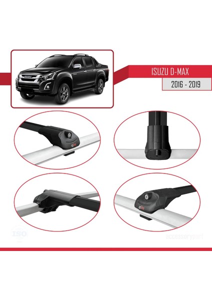 Isuzu D-Max 2016-2019 Arası ile Uyumlu Ace-1 Ara Atkı Tavan Barı Siyah
