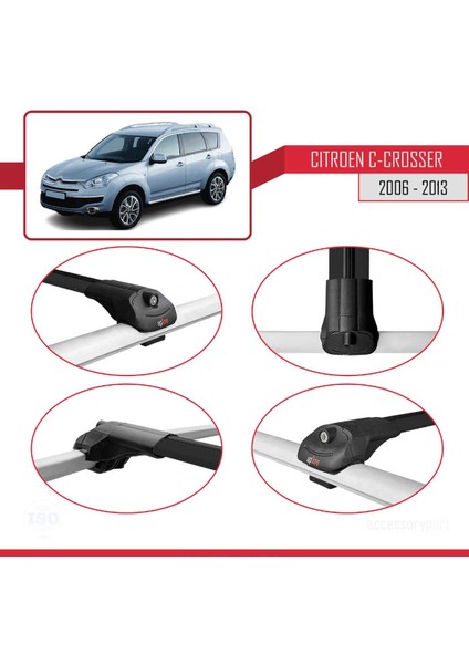 Citroen C-Crosser 2006-2013 Arası ile Uyumlu Ace-1 Ara Atkı Tavan Barı Siyah fırsatları