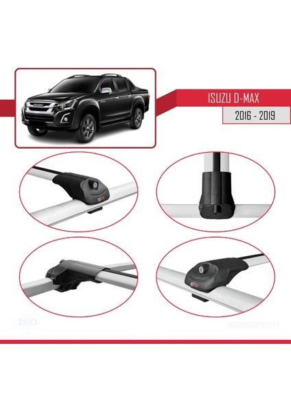 Isuzu D-Max 2016-2019 Arası ile Uyumlu Ace-1 Ara Atkı Tavan Barı Gri fırsatları