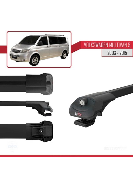 Volkswagen Multivan (T5) 2003-2015 Arası ile Uyumlu Ace-1 Ara Atkı Tavan Barı Siyah