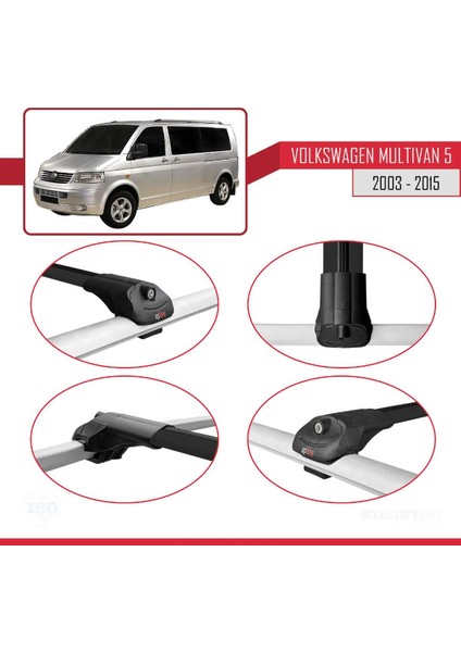 Volkswagen Multivan (T5) 2003-2015 Arası ile Uyumlu Ace-1 Ara Atkı Tavan Barı Siyah