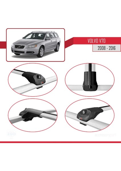 Volvo V70 2008-2016 Arası ile Uyumlu Ace-1 Ara Atkı Tavan Barı Gri fırsatları