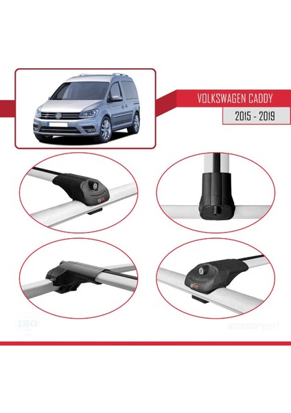 Volkswagen Caddy 2015-2019 Arası ile Uyumlu Ace-1 Ara Atkı Tavan Barı Gri fırsatları