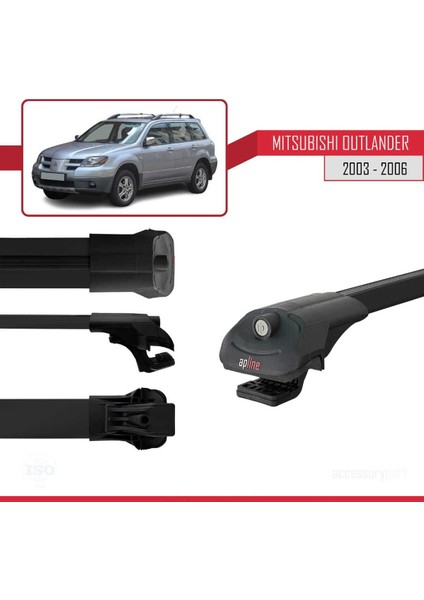 Mitsubishi Outlander 2003-2008 Arası ile Uyumlu Ace-1 Ara Atkı Tavan Barı Siyah modelleri