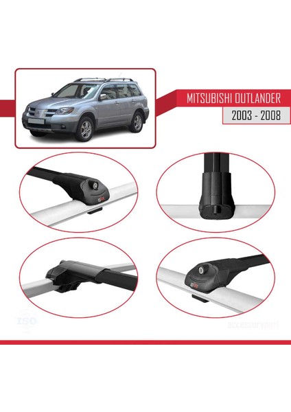 Mitsubishi Outlander 2003-2008 Arası ile Uyumlu Ace-1 Ara Atkı Tavan Barı Siyah fırsatları