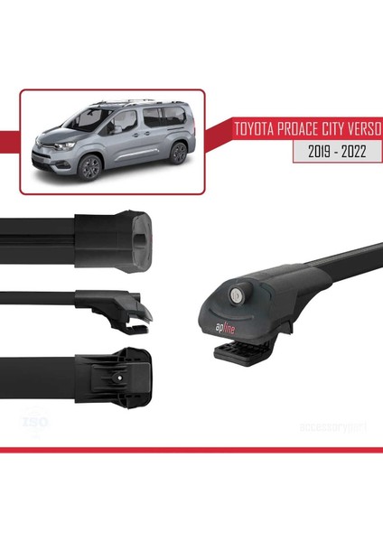 Toyota Proace City Verso 2019-2022 Arası ile Uyumlu Ace-1 Ara Atkı Tavan Barı Siyah modelleri