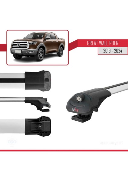 Great Wall Poer 2019 ve Sonrası ile Uyumlu Ace-1 Ara Atkı Tavan Barı Gri modelleri