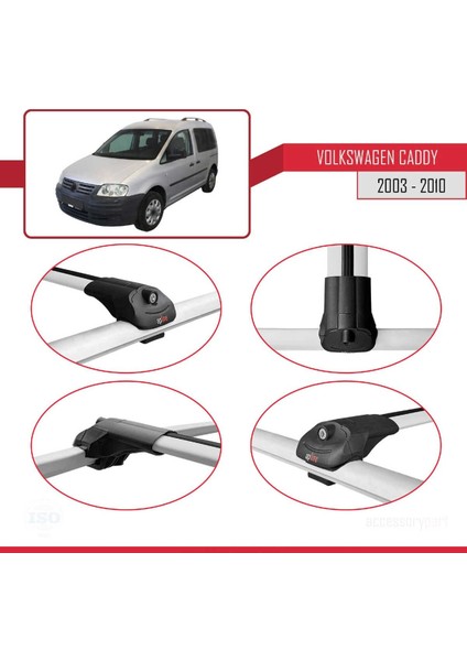 Volkswagen Caddy 2003-2010 Arası ile Uyumlu Ace-1 Ara Atkı Tavan Barı Gri fırsatları