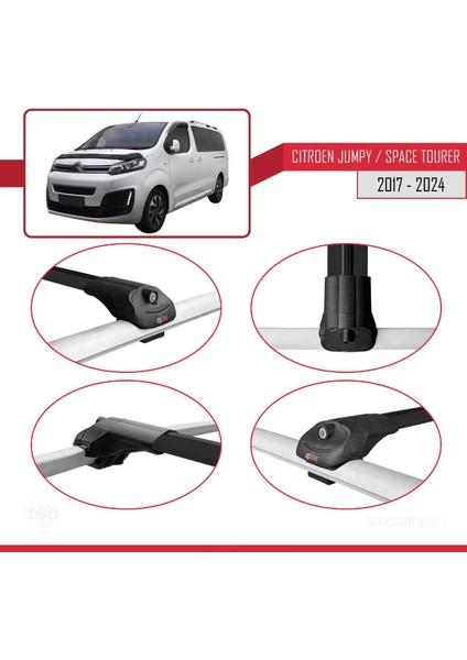 Citroen Jumpy - Space Tourer 2017 ve Sonrası ile Uyumlu Ace-1 Ara Atkı Tavan Barı Siyah