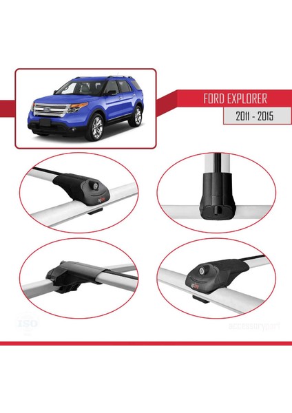 Ford Explorer 2011-2015 Arası ile Uyumlu Ace-1 Ara Atkı Tavan Barı Gri fırsatları