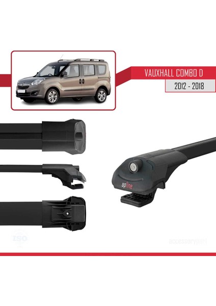 Vauxhall Combo D 2012-2018 Arası ile Uyumlu Ace-1 Ara Atkı Tavan Barı Siyah