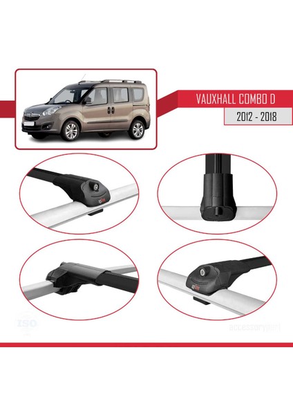 Vauxhall Combo D 2012-2018 Arası ile Uyumlu Ace-1 Ara Atkı Tavan Barı Siyah