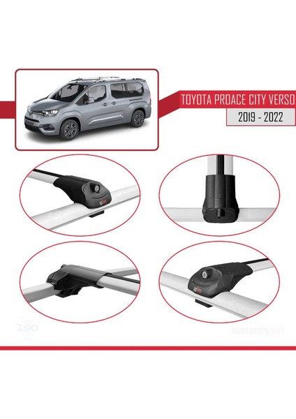 Toyota Proace City Verso 2019-2022 Arası ile Uyumlu Ace-1 Ara Atkı Tavan Barı Gri fırsatları