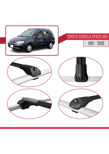 Toyota Corolla Spacio (E110) 1997-2000 Arası ile Uyumlu Ace-1 Ara Atkı Tavan Barı Siyah fırsatları