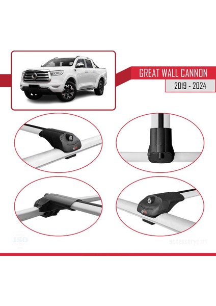 Great Wall Cannon 2019 ve Sonrası ile Uyumlu Ace-1 Ara Atkı Tavan Barı Gri fırsatları