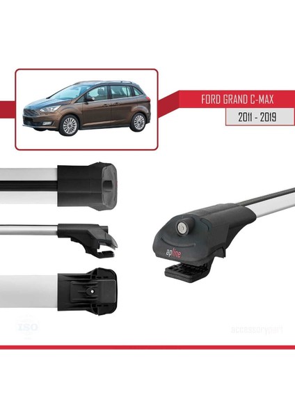 Ford Grand C-Max 2011-2019 Arası ile Uyumlu Ace-1 Ara Atkı Tavan Barı Gri