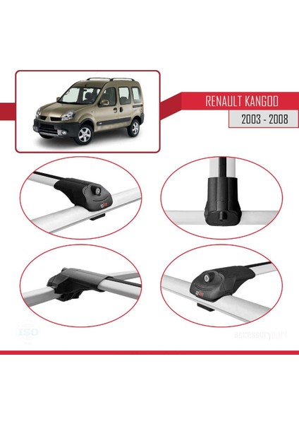 Renault Kangoo 2003-2008 Arası ile Uyumlu Ace-1 Ara Atkı Tavan Barı Gri fırsatları