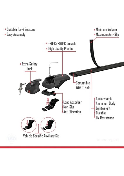 Fiat Sedici 2006-2013 Arası ile Uyumlu Ace-1 Ara Atkı Tavan Barı Siyah indirimleri