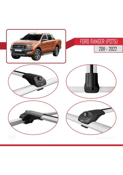 Ford Ranger 2011-2022 Arası ile Uyumlu Ace-1 Ara Atkı Tavan Barı Gri fırsatları