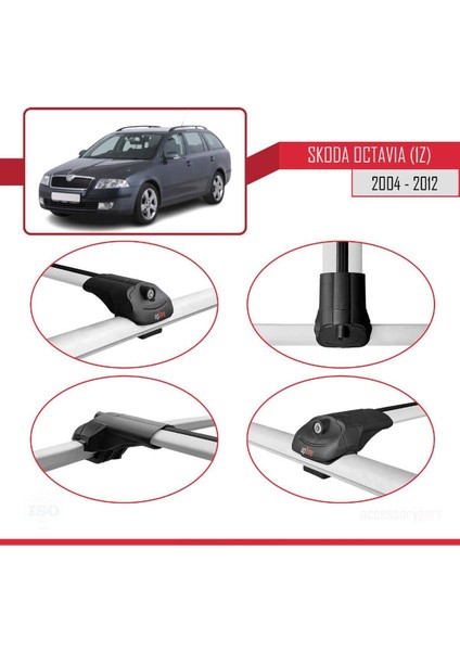 Skoda Octavia (1z) 2004-2012 Arası ile Uyumlu Ace-1 Ara Atkı Tavan Barı Gri fırsatları