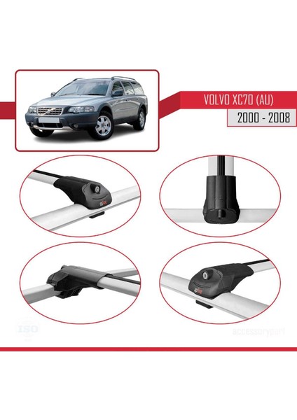 Volvo XC70 (Au) 2000-2008 Arası ile Uyumlu Ace-1 Ara Atkı Tavan Barı Gri fırsatları
