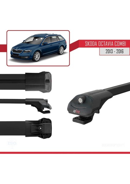 Skoda Octavia Combı 2013-2016 Arası ile Uyumlu Ace-1 Ara Atkı Tavan Barı Siyah