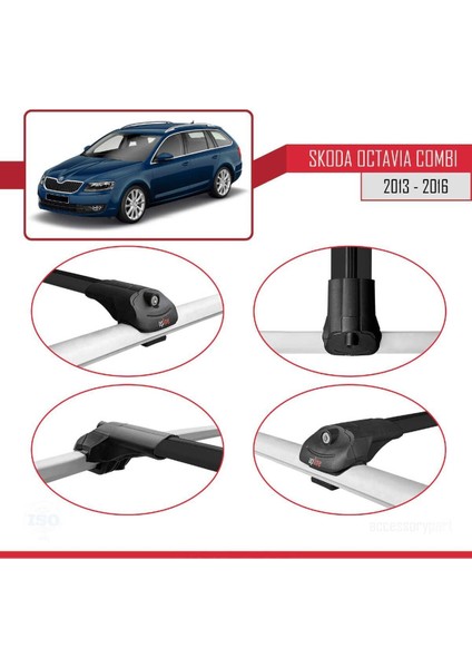 Skoda Octavia Combı 2013-2016 Arası ile Uyumlu Ace-1 Ara Atkı Tavan Barı Siyah
