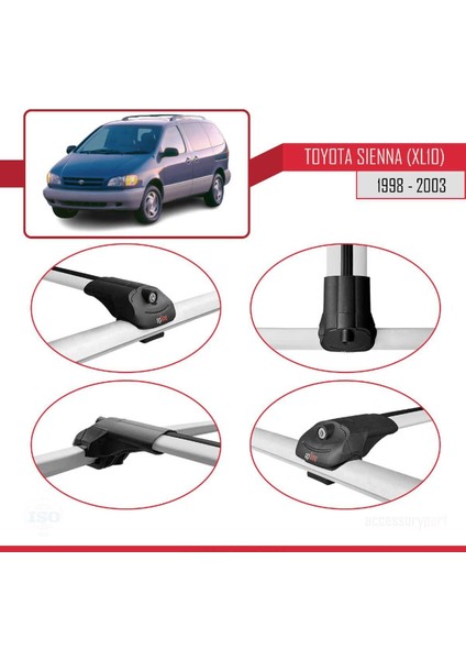 Toyota Sienna (XL10) 1998-2003 Arası ile Uyumlu Ace-1 Ara Atkı Tavan Barı Gri fırsatları