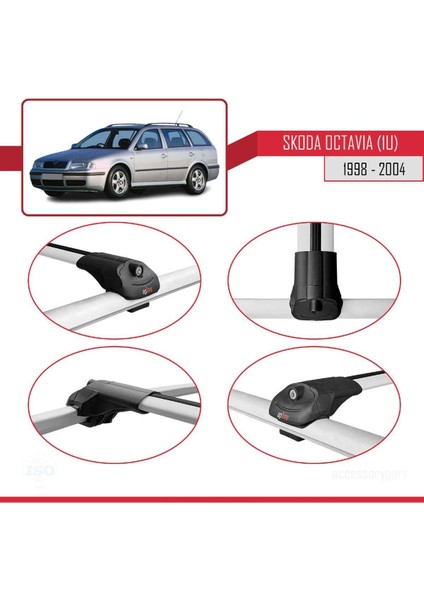 Skoda Octavia (1u) 1998-2004 Arası ile Uyumlu Ace-1 Ara Atkı Tavan Barı Gri