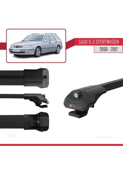 Saab 9-3 Sportwagon 2006-2012 Arası ile Uyumlu Ace-1 Ara Atkı Tavan Barı Siyah modelleri