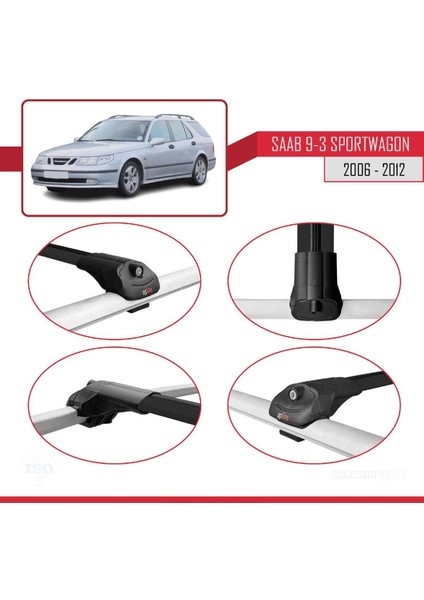 Saab 9-3 Sportwagon 2006-2012 Arası ile Uyumlu Ace-1 Ara Atkı Tavan Barı Siyah fırsatları