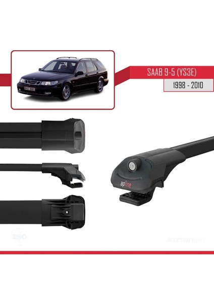 Saab 9-5 (YS3E) 1998-2010 Arası ile Uyumlu Ace-1 Ara Atkı Tavan Barı Siyah