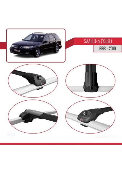 Saab 9-5 (YS3E) 1998-2010 Arası ile Uyumlu Ace-1 Ara Atkı Tavan Barı Siyah
