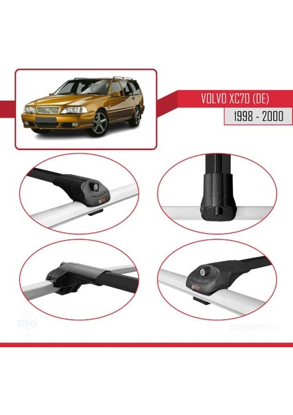 Volvo XC70 (De) 1998-2000 Arası ile Uyumlu Ace-1 Ara Atkı Tavan Barı Siyah fırsatları