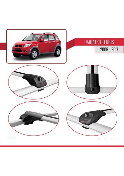Daihatsu Terios 2006-2017 Arası ile Uyumlu Ace-1 Ara Atkı Tavan Barı Gri fırsatları
